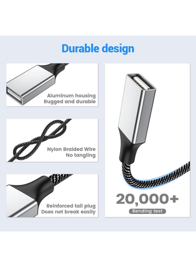 كابل مقسم USB على شكل حرف Y، موصل سلك تمديد USB ذكر واحد إلى 3 إناث، موزع منافذ USB مزدوج، محول طاقة لنقل البيانات والشحن لأجهزة Mac، والكمبيوتر المحمول، والكمبيوتر الشخصي، وXbox One Series X/S، وPS4، وPS5 (طول 2 متر) - Image 4