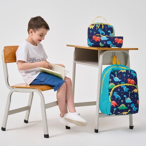 Cokouchyi 3 Pcs Kids Backpack Set with Lunch Box & Pencil Case, Lightweight Preschool Backpack for Boys Age 3-8, Kids Book bag Elementary, Dinosaur - Image 4