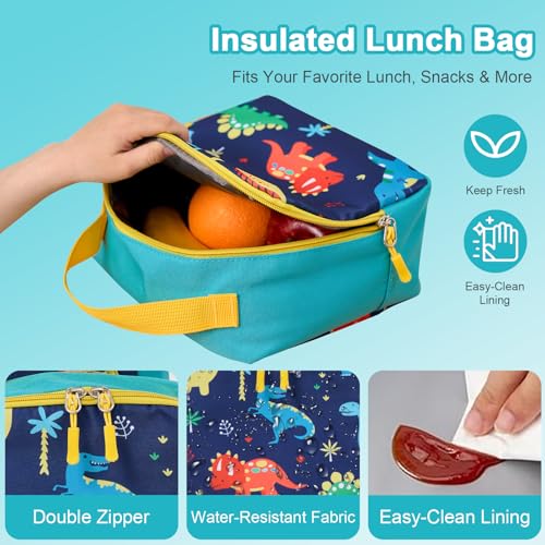 Cokouchyi 3 Pcs Kids Backpack Set with Lunch Box & Pencil Case, Lightweight Preschool Backpack for Boys Age 3-8, Kids Book bag Elementary, Dinosaur - Image 3
