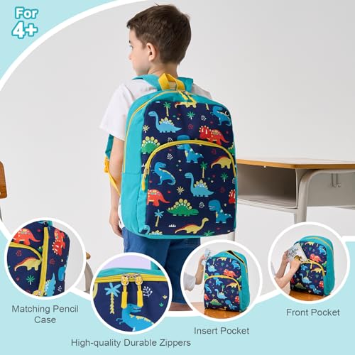 Cokouchyi 3 Pcs Kids Backpack Set with Lunch Box & Pencil Case, Lightweight Preschool Backpack for Boys Age 3-8, Kids Book bag Elementary, Dinosaur - Image 2