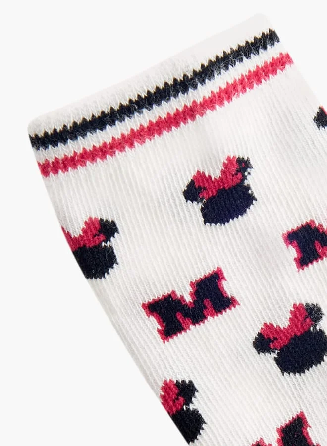 Disney Girls Minnie Mouse Print Ankle Length Socks - Set of 3