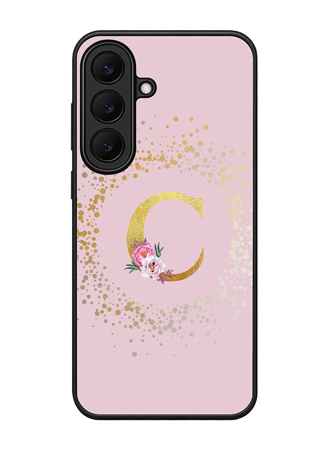 Stylizedd Rugged Case for Samsung Galaxy S26 FE- Slim Fit Hybrid Rubber Cover Floral Monogram - C (Pink)