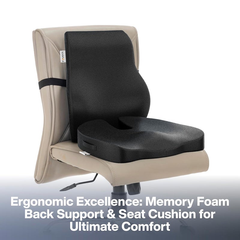 FOVERA Back Support for Chair Coccyx Seat Cushion for Tailbone Orthopedic Cool Gel Memory Foam Sitting Cushion Combo Relieves Back Sciatica Hip Pain for Office Home Chair Mesh Black - Image 5