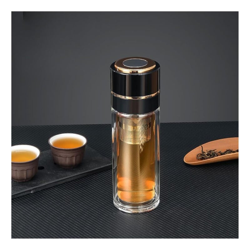 KitchAntique KitchAntique 500ML DoubleWall Glass Water Bottle Tea Water Separation Bottle with Inbuilt Stainless Steel Tea Infuser Perfect for Loose Tea Detox Fruit Water Travel Camping Gifting - Image 2