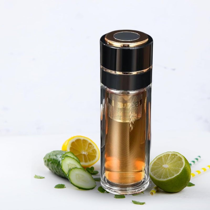 KitchAntique KitchAntique 500ML DoubleWall Glass Water Bottle Tea Water Separation Bottle with Inbuilt Stainless Steel Tea Infuser Perfect for Loose Tea Detox Fruit Water Travel Camping Gifting - Image 5
