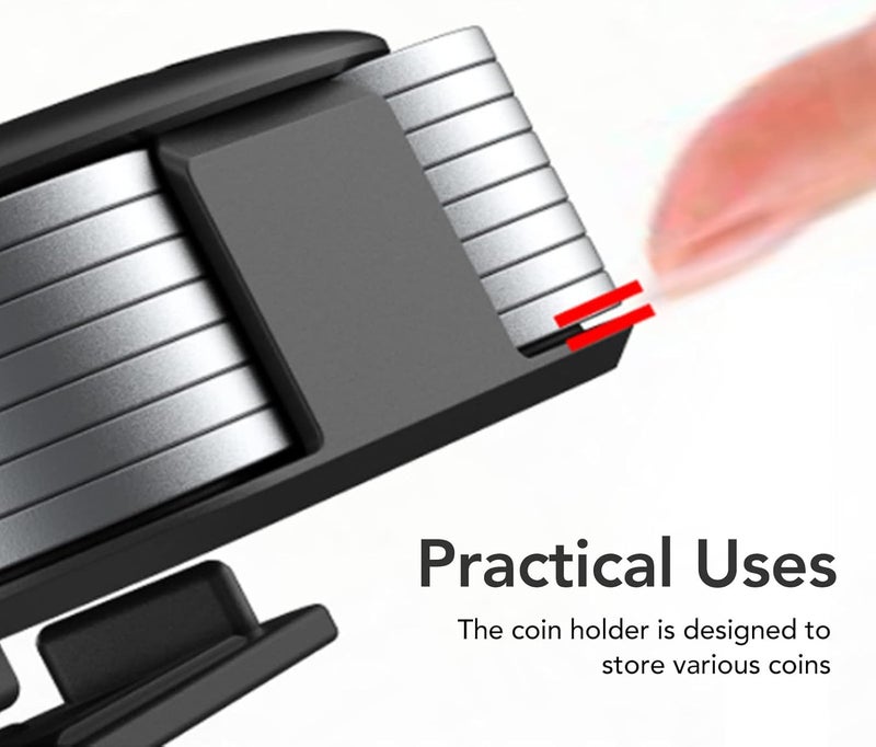 كلاراكو حامل عملات معدنية، 5 شبكات من بلاستيك ABS سعة كبيرة مقاوم للتآكل تصميم متين بمشبك حافظة عملات معدنية خفيفة الوزن سهلة الحمل موزع عملات معدنية للنيكل والبنسات والدايمات والربع - Image 5