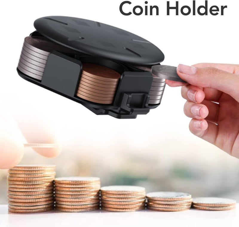 كلاراكو حامل عملات معدنية، 5 شبكات من بلاستيك ABS سعة كبيرة مقاوم للتآكل تصميم متين بمشبك حافظة عملات معدنية خفيفة الوزن سهلة الحمل موزع عملات معدنية للنيكل والبنسات والدايمات والربع - Image 3