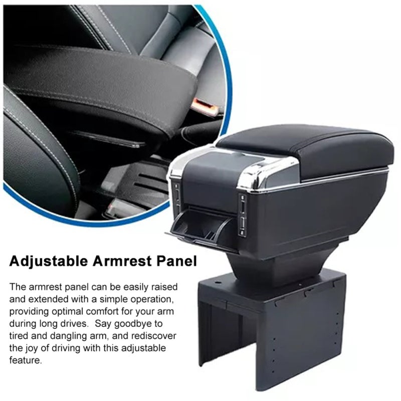 Ultra Fiber Leather Car Storage Armrest Box: 7 USB Ports, Dual Compartments, Anti-Pressure Wear-Resistant, Adjustable Panel, Hidden Cup Holder for Car Interior Organization - Image 5