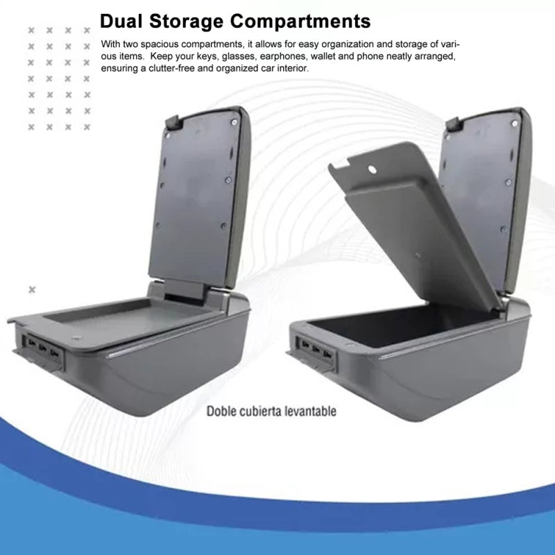 Ultra Fiber Leather Car Storage Armrest Box: 7 USB Ports, Dual Compartments, Anti-Pressure Wear-Resistant, Adjustable Panel, Hidden Cup Holder for Car Interior Organization - Image 3