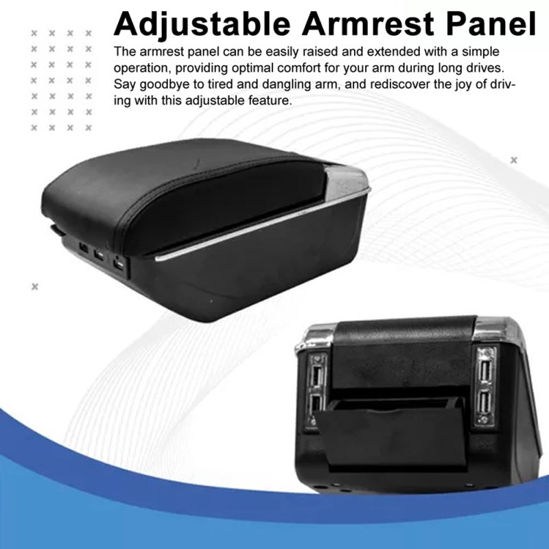 Ultra Fiber Leather Car Storage Armrest Box: 7 USB Ports, Dual Compartments, Anti-Pressure Wear-Resistant, Adjustable Panel, Hidden Cup Holder for Car Interior Organization - Image 4