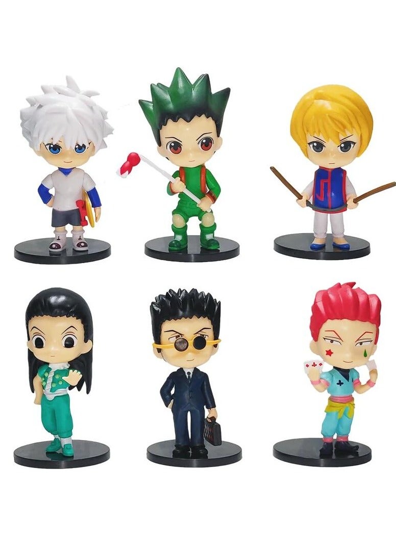 6pc Anime Hunter x Hunter Figure Killua Zoldyck Gon Freecss Action Figure Kurapika Hisoka Kulolo Lushilufelu Figurine Collection - Image 1