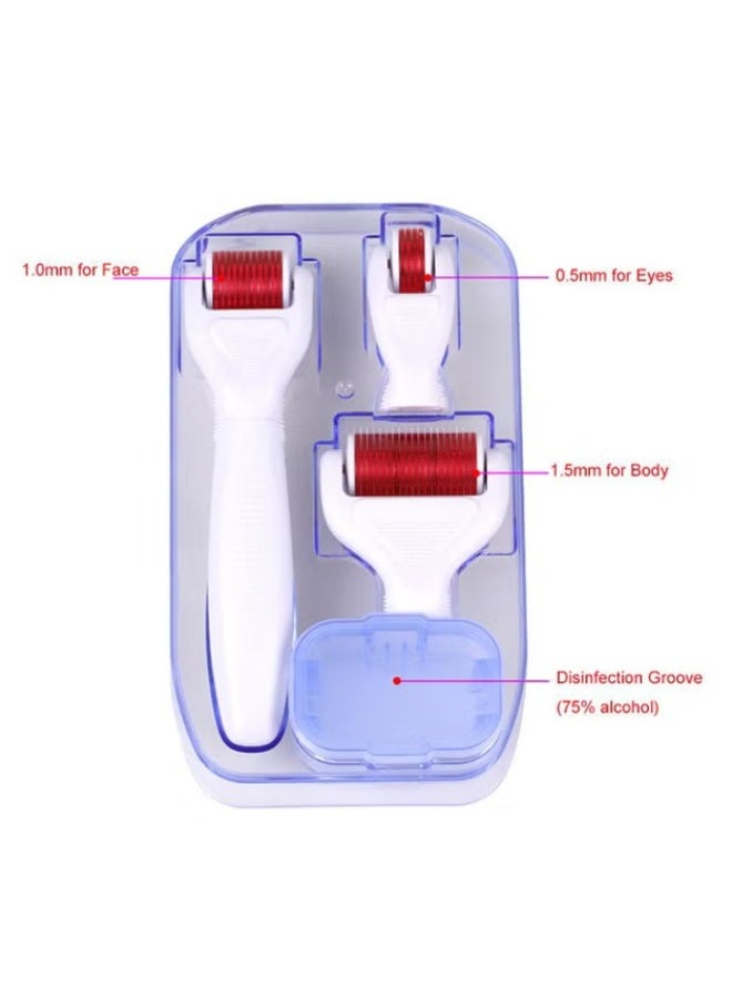 ديرما رولر طقم ديرما رولر 4 في 1 بإبر تيتانيوم دقيقة مع علبة سفر – أداة تجديد البشرة لمكافحة علامات التقدم في السن، آثار حب الشباب والعناية بالمسام - Image 4