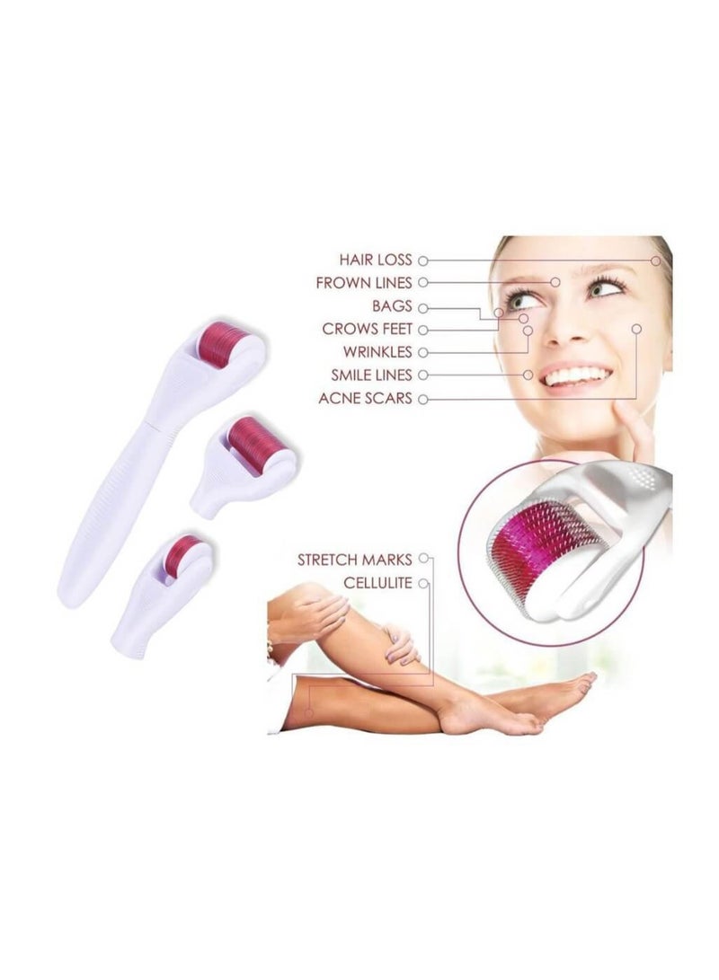 ديرما رولر طقم ديرما رولر 4 في 1 بإبر تيتانيوم دقيقة مع علبة سفر – أداة تجديد البشرة لمكافحة علامات التقدم في السن، آثار حب الشباب والعناية بالمسام - Image 3