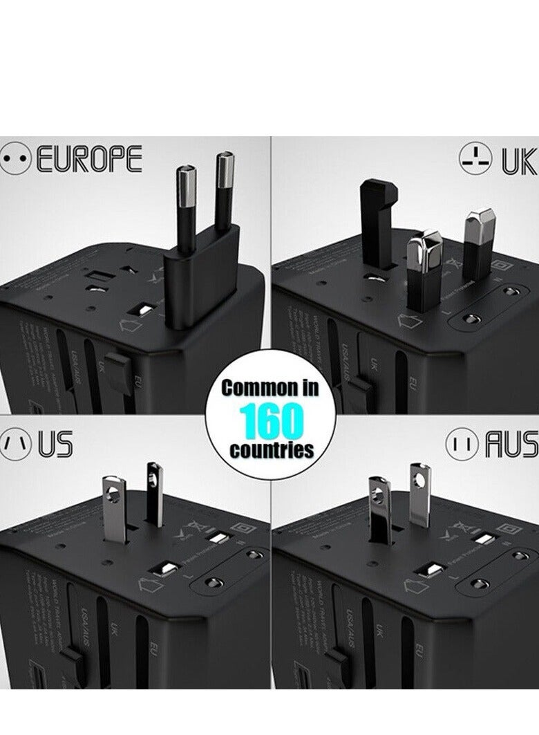 Universal Travel Adapter International Power Plug Ultra Fast All in One Power Adapter 4 Ultra Fast USB Port Ultra Fast Type C 3.4A Multi Adapter Worldwide UK EU US AU Black  - Image 2