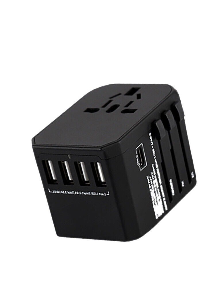 Universal Travel Adapter International Power Plug Ultra Fast All in One Power Adapter 4 Ultra Fast USB Port Ultra Fast Type C 3.4A Multi Adapter Worldwide UK EU US AU Black  - Image 3
