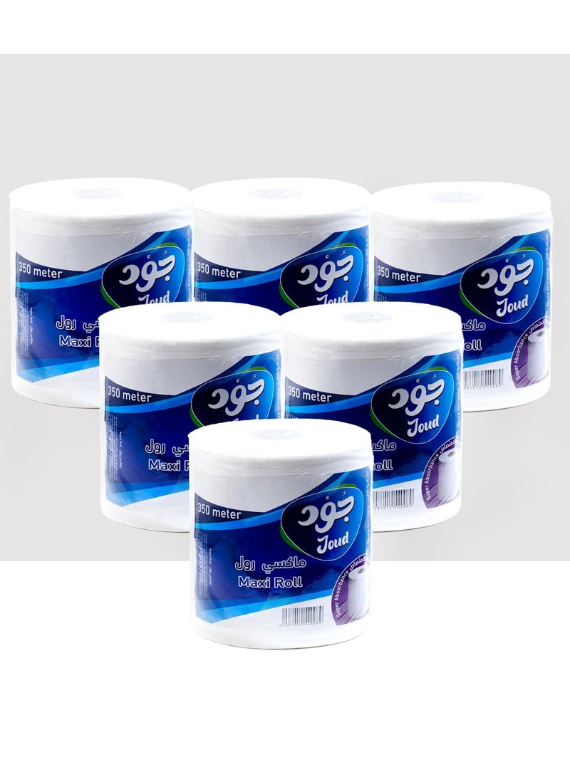 Joud House Hold Tissue 350 Meter Maxi Rolls Pack Of 6 White - Image 1