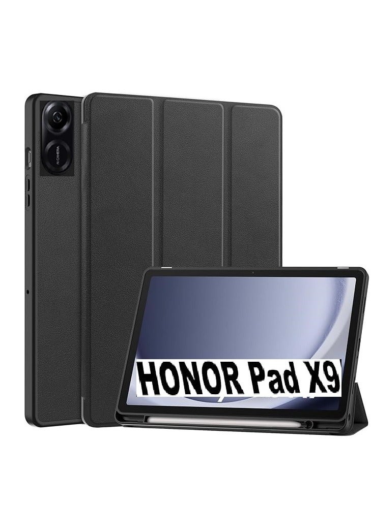 Case For HONOR Pad X9 Smart Shockproof Protective Case With Pencil Holder Black