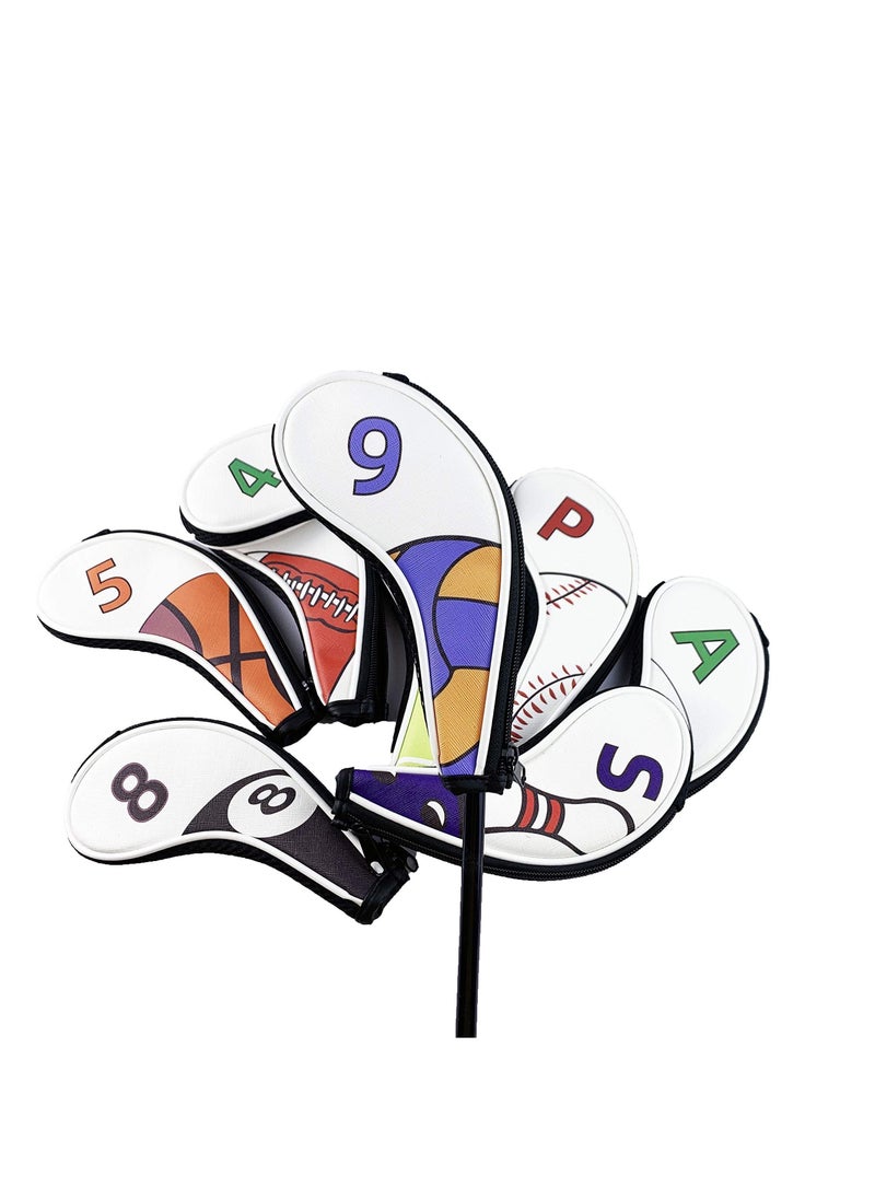 Y&D 9Pcs Golf Iron Covers, SYOSI Head Covers Club Handed Zipper Closure Thick Synthetic Leather Fit All Brands  - Image 5