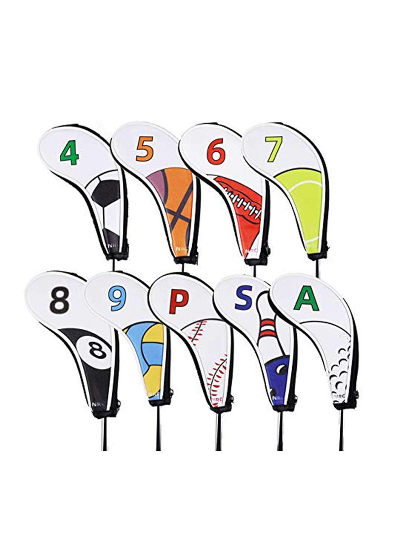 Y&D 9Pcs Golf Iron Covers, SYOSI Head Covers Club Handed Zipper Closure Thick Synthetic Leather Fit All Brands  - Image 1