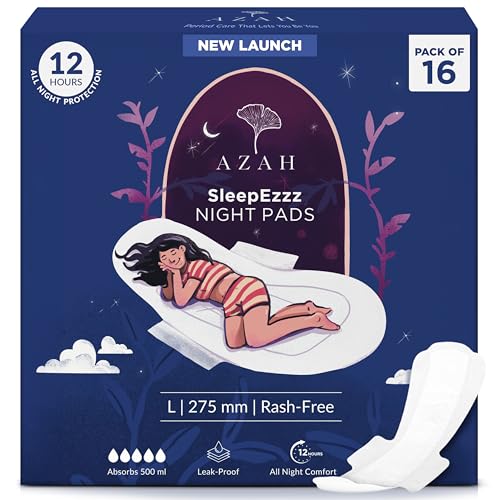 AZAH Large Sanitary Napkins for Women [Pack of 16] | 275MM Large Night Pads | Cottony Soft Sanitary Napkins for Women | Leak Proof for Overnight Protection | Extra Long & Wide Back - Image 1