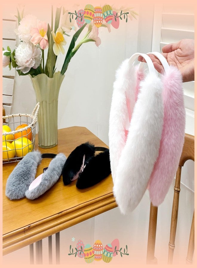 HPMAISON Bunny Ears Headbands for Women Cute Rabbit Ears Easter Hairband Black Big-Eared Rabbit Plush Cosplay Costume Furry Headband Party Accessories Halloween Christmas Theme Masquerade Party Favors - Image 5