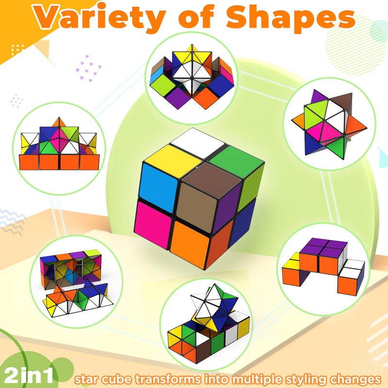Euclidean Cube Star Cube Magic Cube Set (2 Piece), Transforming Cubes Magic Puzzle Cubes for Kids and Adults - Image 2
