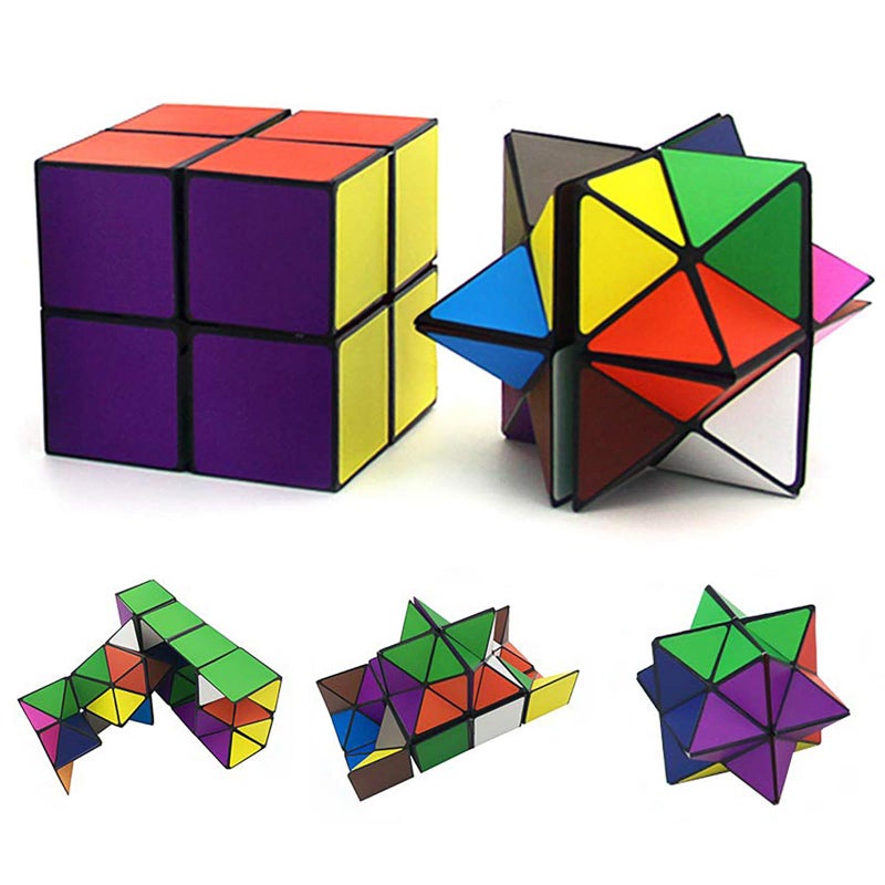 Euclidean Cube Star Cube Magic Cube Set (2 Piece), Transforming Cubes Magic Puzzle Cubes for Kids and Adults - Image 1