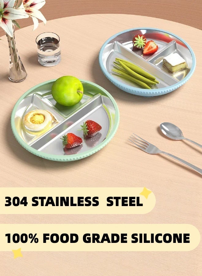 لوموز أطباق أطفال من الفولاذ المقاوم للصدأ مع قاعدة شفط، أطباق أطفال من الفولاذ المقاوم للصدأ خالية من مادة BPA، أطباق أطفال مقسمة إلى 3 أقسام مقاومة للانزلاق - Image 4