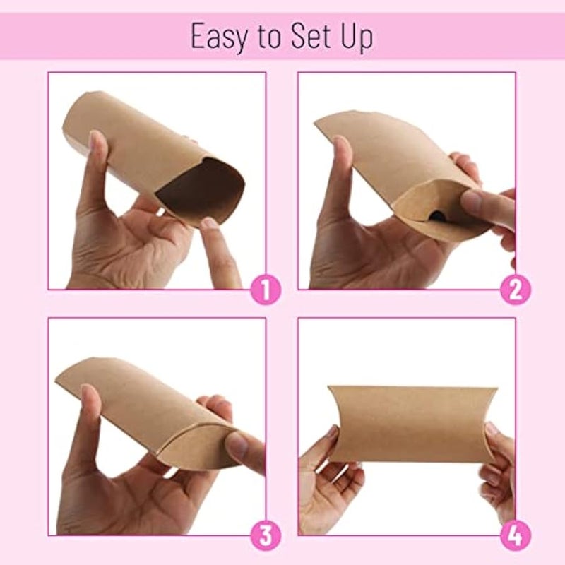 - Kraft Pillow Boxes, 6.3x3.4x1.3 in, 25 Pack with Jute Twines, Kraft Gift Boxes, Paper Boxes for Gifts, Paper Pillow Candy Box, Pillow Boxes Craft, Favor Gift Boxes,  Gift - Image 4