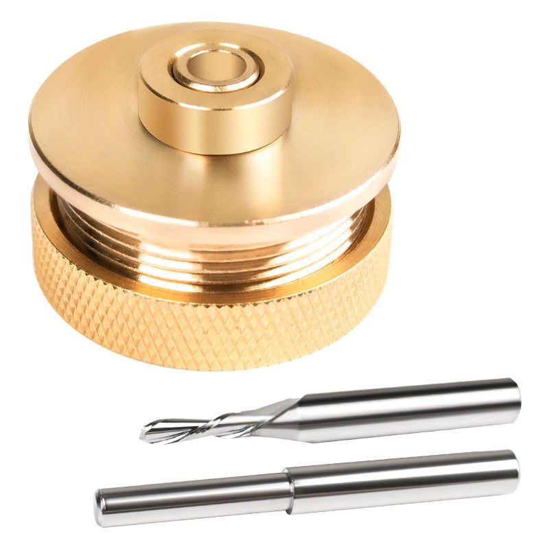 71333 Router Bits Solid Brass Inlay Kit for 14 Templates for High RPM Routing Includes 18 Carbide Router BitCutter 14 Shank Universal Bushing Retainer Nut Collar and Alignment Pin