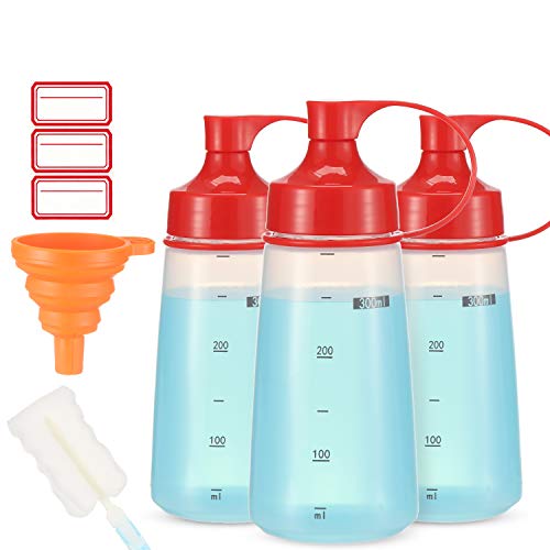 Ondiomn Condiment Squeeze Bottle for Sauces Wide Mouth, Plastic Squeeze Bottles for Condiments, Paint, Ketchup, Mustard, Oil, Resin, Baking, Cake Decorating, Cleaning, BPA Free-Food Grade (10 oz., 3, Count) - Image 1