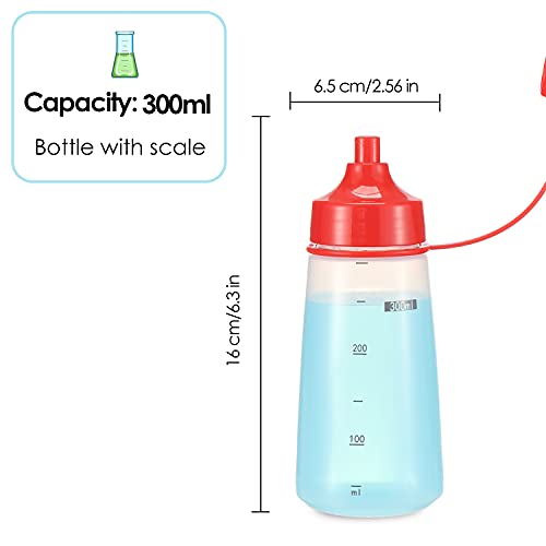 Ondiomn Condiment Squeeze Bottle for Sauces Wide Mouth, Plastic Squeeze Bottles for Condiments, Paint, Ketchup, Mustard, Oil, Resin, Baking, Cake Decorating, Cleaning, BPA Free-Food Grade (10 oz., 3, Count) - Image 3