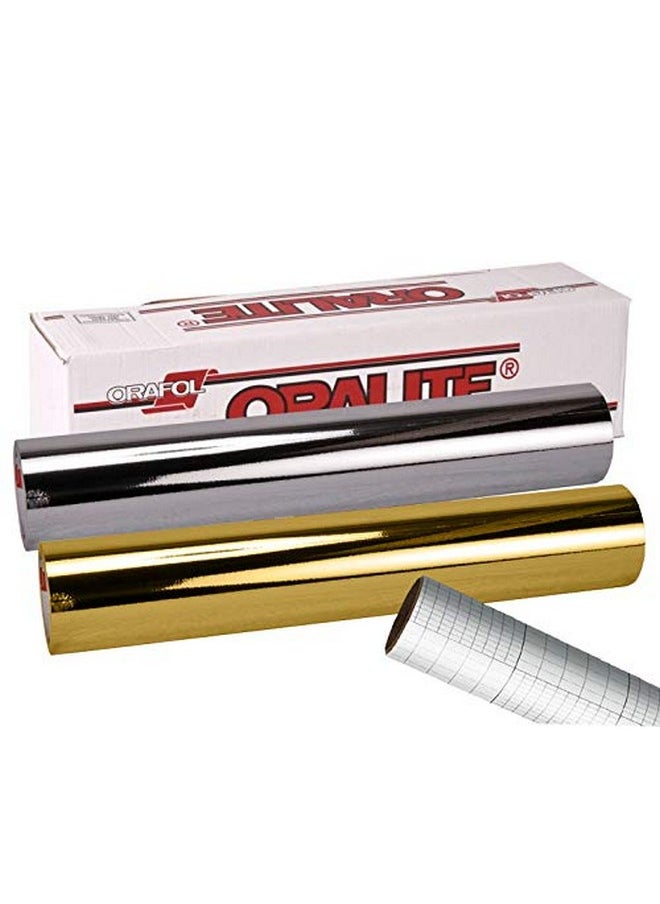 ORACAL ORACAL 351 2 Color Combo Pack Adhesive Craft Vinyl 12 Inches x 24 Inch Roll Bundle Including VViViD Transfer Paper (Chrome Silver/Chrome Gold)  - Image 1