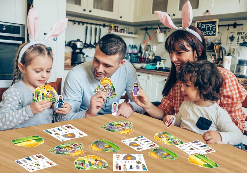 FaCraft 24 Sets Easter Crafts for Kids-Religious Gifts Make an Easter He Lives Sticker Scenes Resurrection Crafts Stickers for Christian Bible Sunday School Party Favors - Image 3