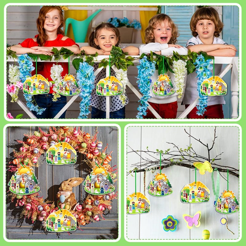 FaCraft 24 Sets Easter Crafts for Kids-Religious Gifts Make an Easter He Lives Sticker Scenes Resurrection Crafts Stickers for Christian Bible Sunday School Party Favors - Image 2