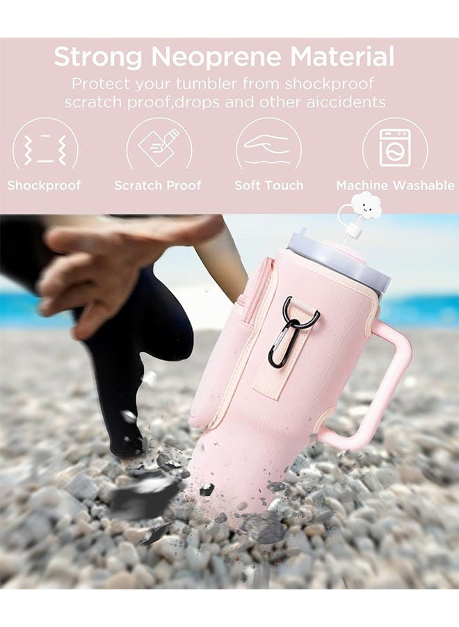 جي أس حقيبة حاملة زجاجة الماء لستانلي 40oz تمبلر، حامل زجاجة الماء مع الحقيبة والحبل القابل للضبط مع الدرع لإكسسوارات كأس ستانلي - Image 3