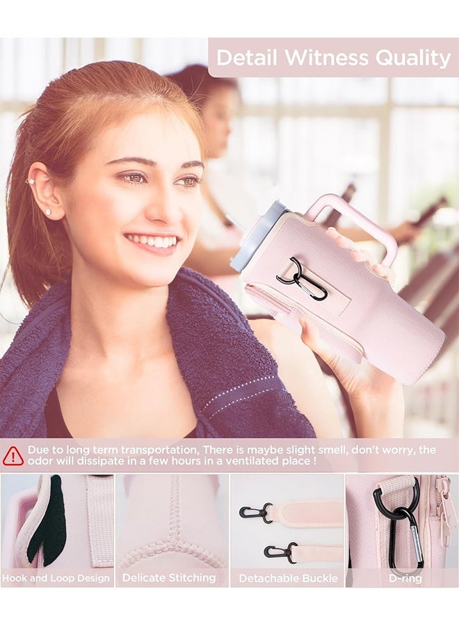 جي أس حقيبة حاملة زجاجة الماء لستانلي 40oz تمبلر، حامل زجاجة الماء مع الحقيبة والحبل القابل للضبط مع الدرع لإكسسوارات كأس ستانلي - Image 5