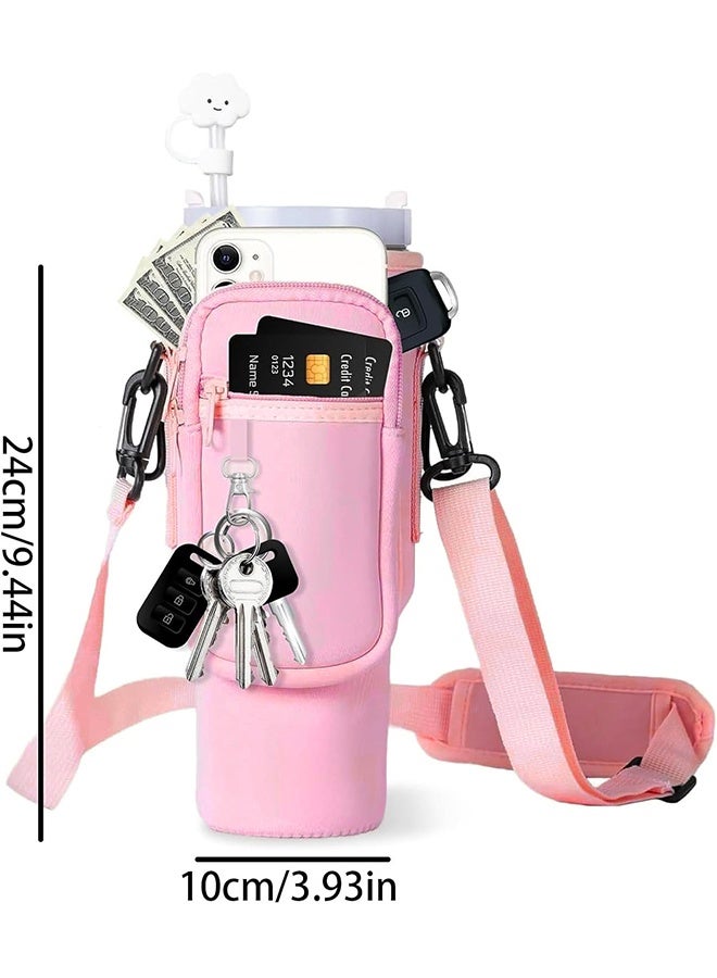 جي أس حقيبة حاملة زجاجة الماء لستانلي 40oz تمبلر، حامل زجاجة الماء مع الحقيبة والحبل القابل للضبط مع الدرع لإكسسوارات كأس ستانلي - Image 2