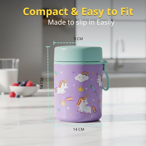 ONE AND ONLY Baby Stainless Steel Food Box Purple 480 ML Printed Multipurpose Snack Container for Kids Spill Proof Food Jar for School/Travelling - Image 2