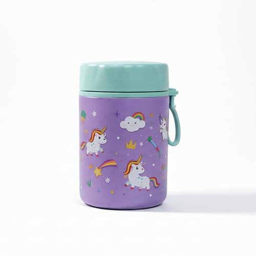 ONE AND ONLY Baby Stainless Steel Food Box Purple 480 ML Printed Multipurpose Snack Container for Kids Spill Proof Food Jar for School/Travelling - Image 1