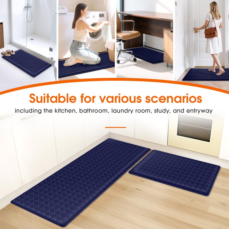 TranquilRelax Kitchen Mats, 2PCS Kitchen Rugs, Cushioned Anti Fatigue Kitchen Mats for Floor, Non-Slip Standing Desk Mat, Waterproof Kitchen Rug Set for Kitchen, Floor, Office,17.3"Ã—30"+17.3"Ã—47",Blue - Image 4