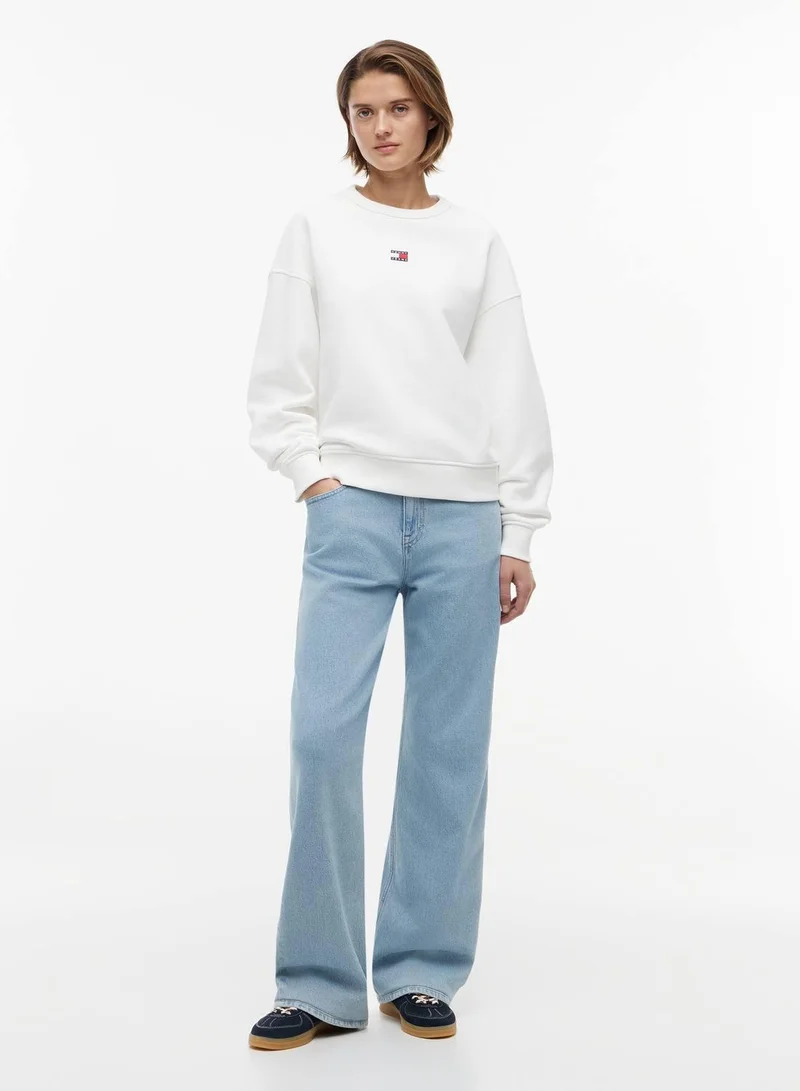TOMMY JEANS Ecru Tommy Badge Boxy Fleece Sweatshirt for Women | Best Price UAE