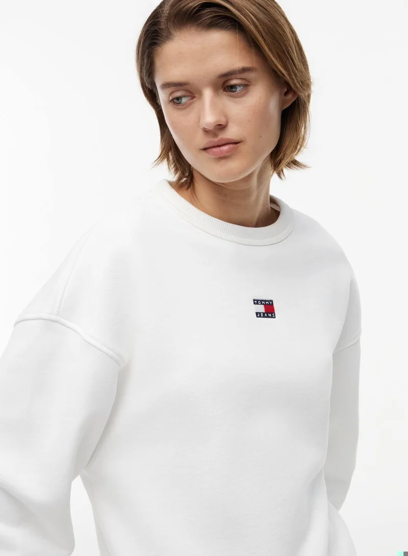 TOMMY JEANS Ecru Tommy Badge Boxy Fleece Sweatshirt for Women | Best Price UAE