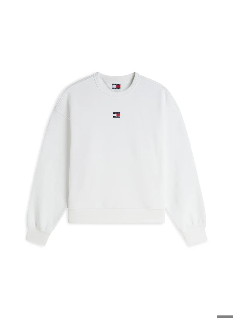 TOMMY JEANS Ecru Tommy Badge Boxy Fleece Sweatshirt for Women | Best Price UAE