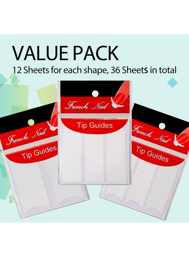 تايلامي ملصقات أظافر مانيكير فرنسية من TailaiMei، 36 ورقة، 1368 قطعة، 3 تصاميم، أطراف أظافر ذاتية اللصق، أدلة لتزيين الأظافر بنفسك، أدوات استنسل (3 تصميمات على شكل قمر، 36 ورقة) - Image 3
