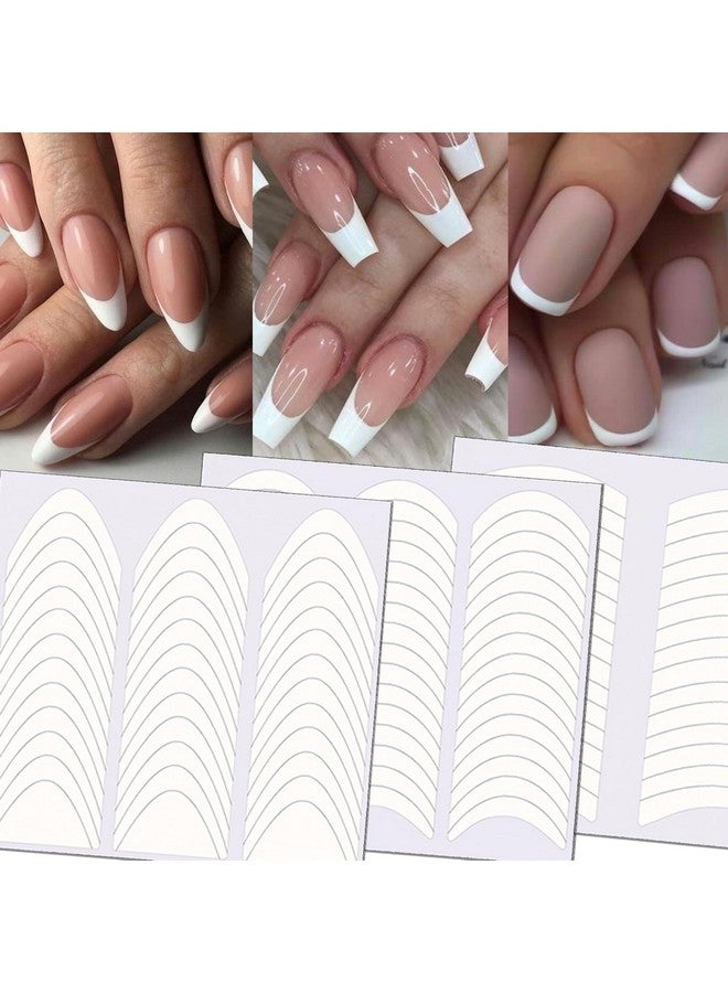 تايلامي ملصقات أظافر مانيكير فرنسية من TailaiMei، 36 ورقة، 1368 قطعة، 3 تصاميم، أطراف أظافر ذاتية اللصق، أدلة لتزيين الأظافر بنفسك، أدوات استنسل (3 تصميمات على شكل قمر، 36 ورقة) - Image 1