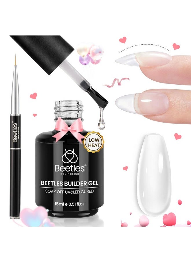 beetles Gel Polish - Beetles Builder Gel for Nails: 15ml Gel Polish Low Heat Clear 7 in 1 Builder Strengthener Gel with Detachable Liner Nail Brush for Structure Gel and Nails Art Design Valentines Day Gifts for Her - Image 1