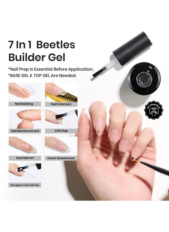 beetles Gel Polish - Beetles Builder Gel for Nails: 15ml Gel Polish Low Heat Clear 7 in 1 Builder Strengthener Gel with Detachable Liner Nail Brush for Structure Gel and Nails Art Design Valentines Day Gifts for Her - Image 1