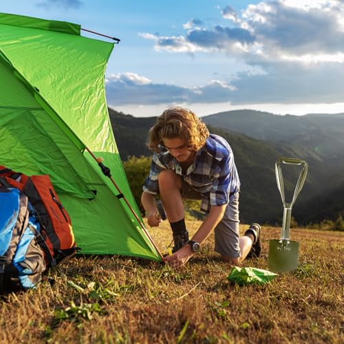Apidgrowth Camping Shovel, 18.5'' Digging Shovel Portable Ergonomic High Carbon Steel Folding Shovel for All Occasions Outdoor Camping Hiking Garden (Green/Silver) - Image 5