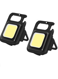 COB Keychain Work Light,Keychain Flashlight 1000 Lumen Emergency Light with 3 Light Mode Magnetic Work Light and Folding Bracket Bottle Opener, Portable Flashlight for Camping, Hiking(2 Pcs)